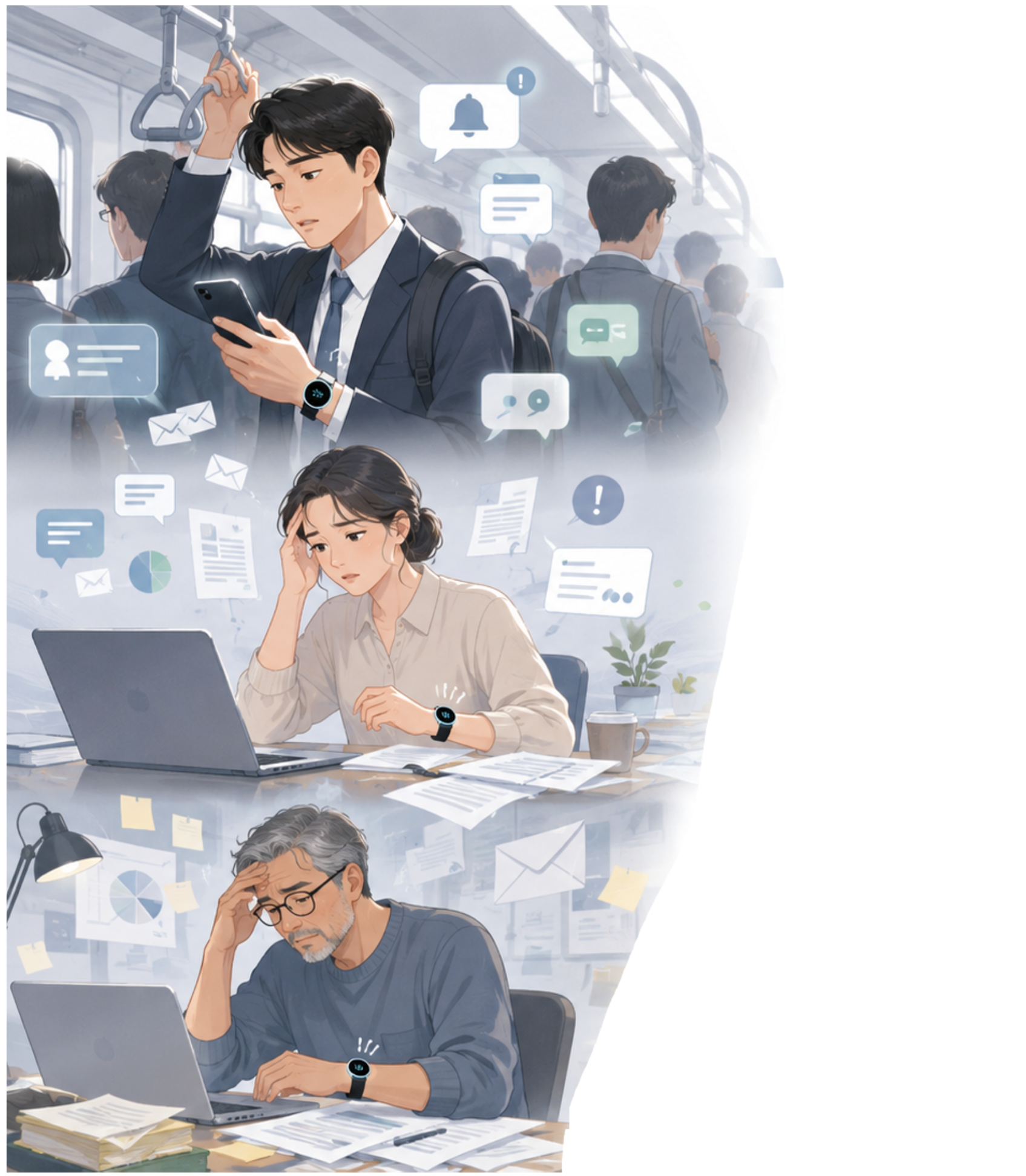 外部の情報に囲まれている様子